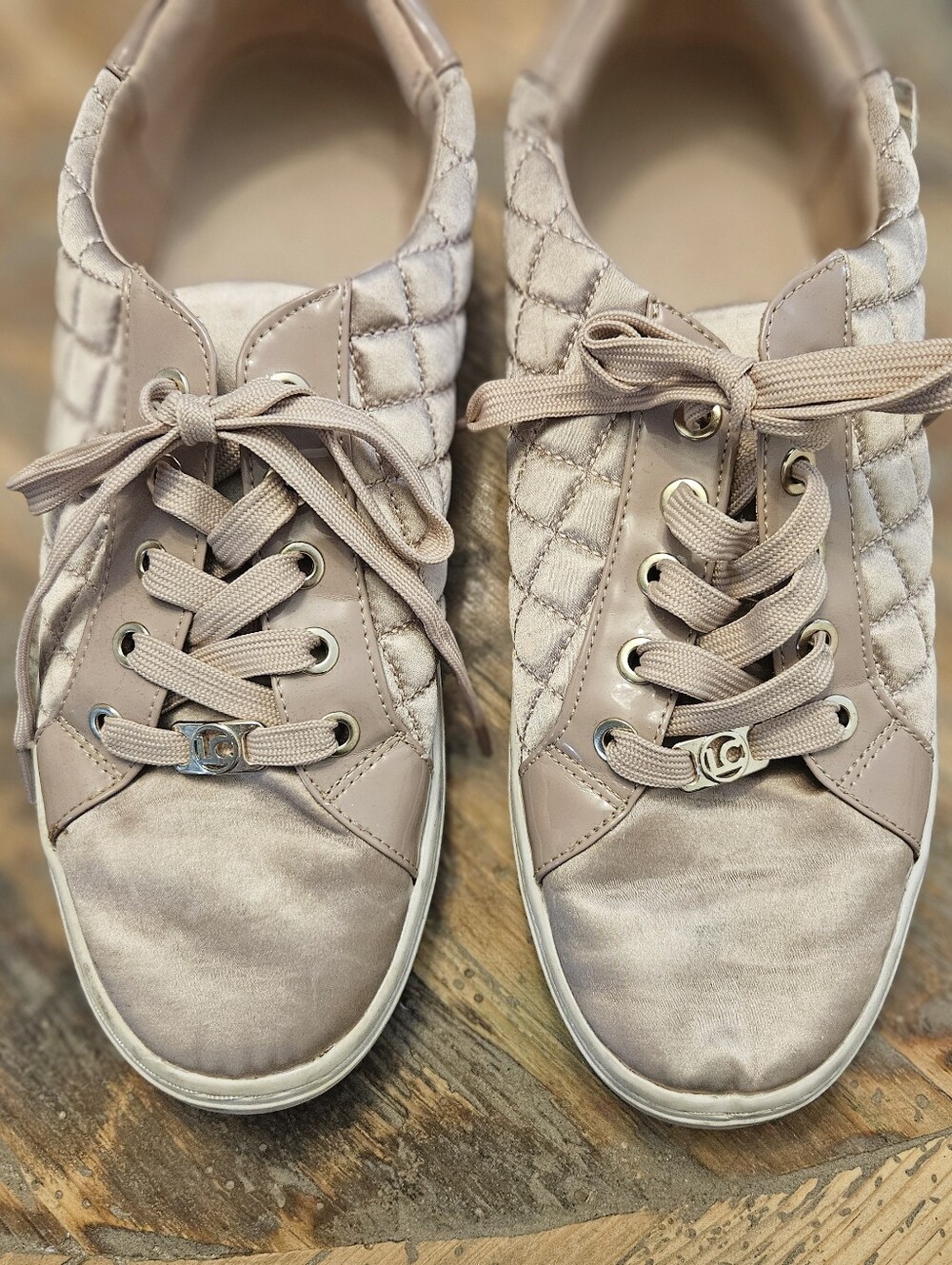 Liz Claiborne Quilted Satin Lace-Up Women's Sneakers in Blush